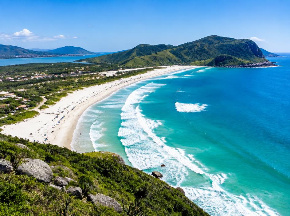 Imagem ilustrativa da praia da Joaquina e litoral de Florianópolis